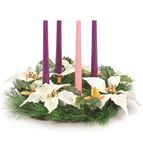 PINE ADVENT WREATH WITH IVORY POINSETTIAS